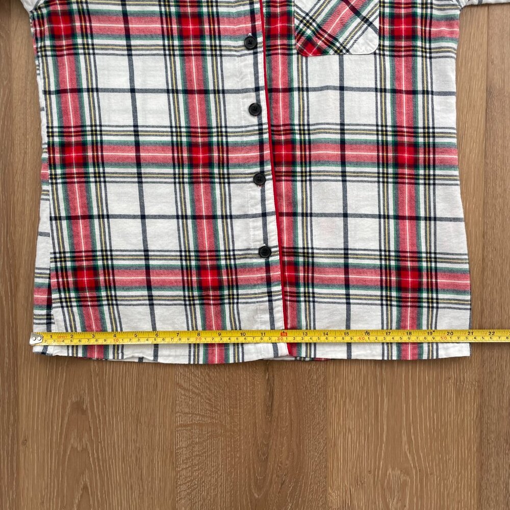 Wondershop Target Pajama Shirt Women Medium Flannel Plaid White Tartan Sleepwear - Picture 11 of 13
